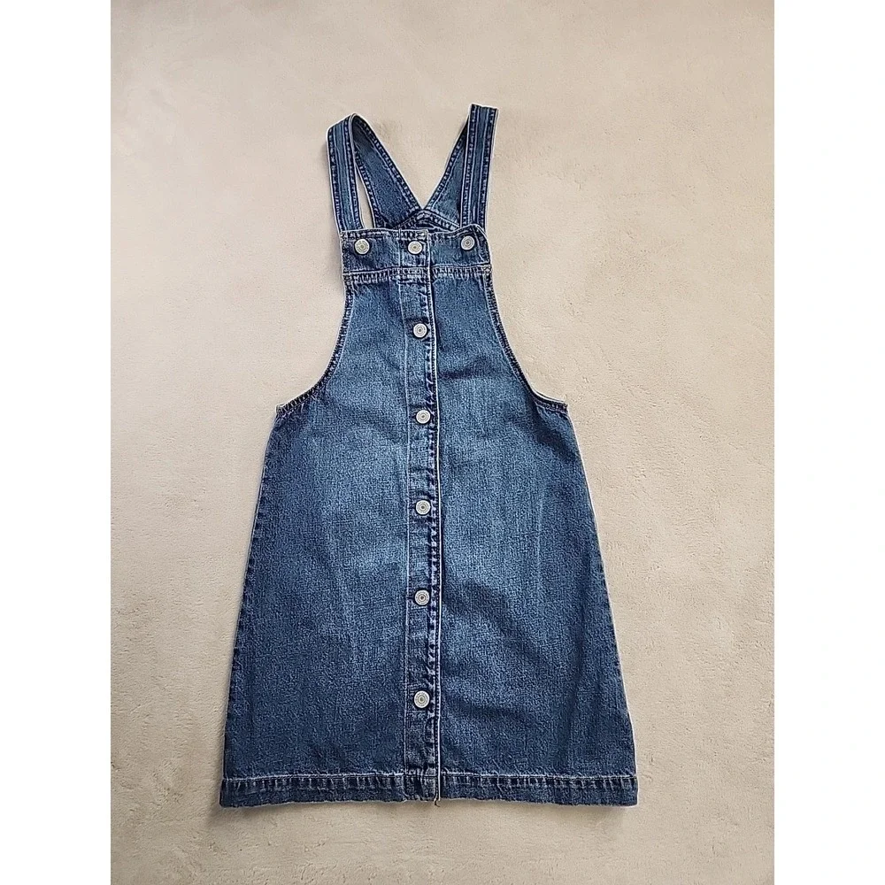 Gap Denim Dress Girls Large Blue Button Up Overall Sleeveless  Casual Size Large